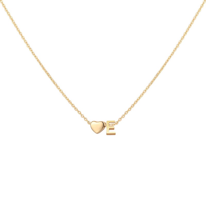 Glimmerst Initial Heart Necklace 18K Gold Plated Stainless Steel Tiny Heart Letter E Necklace Personalized Monogram Name Necklace for Women - Image 1